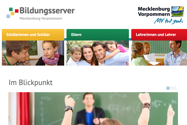 Screenshot Bildungsserver Mecklenburg-Vorpommern